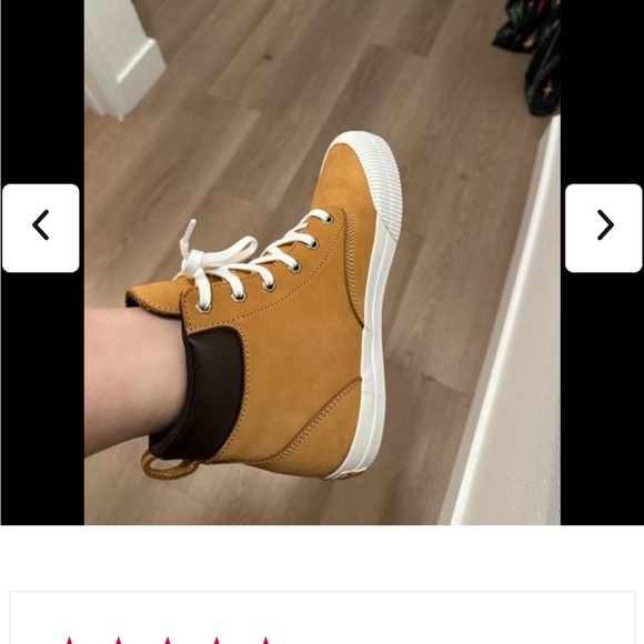 Timberland Ladies size 6 Tan canvas w brown leather. - Picture 4 of 10